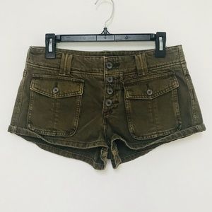 Free People Cora Button Front Shorts Olive 27
